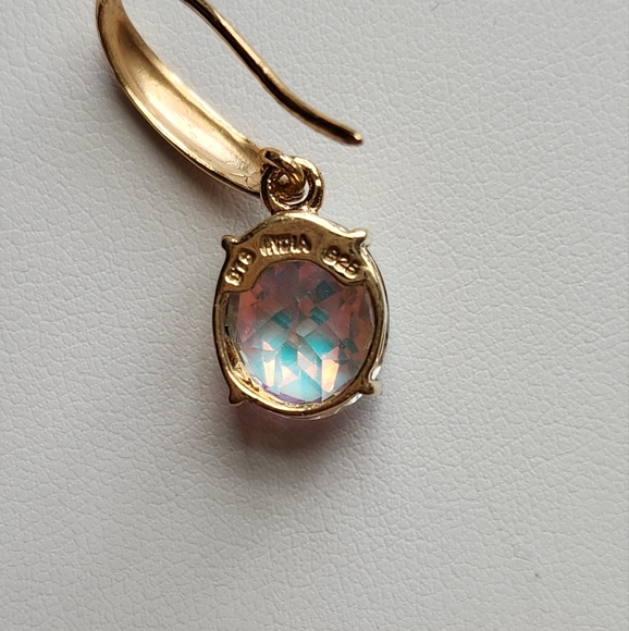 Simulated Aurora Borealis Dangle Earrings - Picture 7 of 7